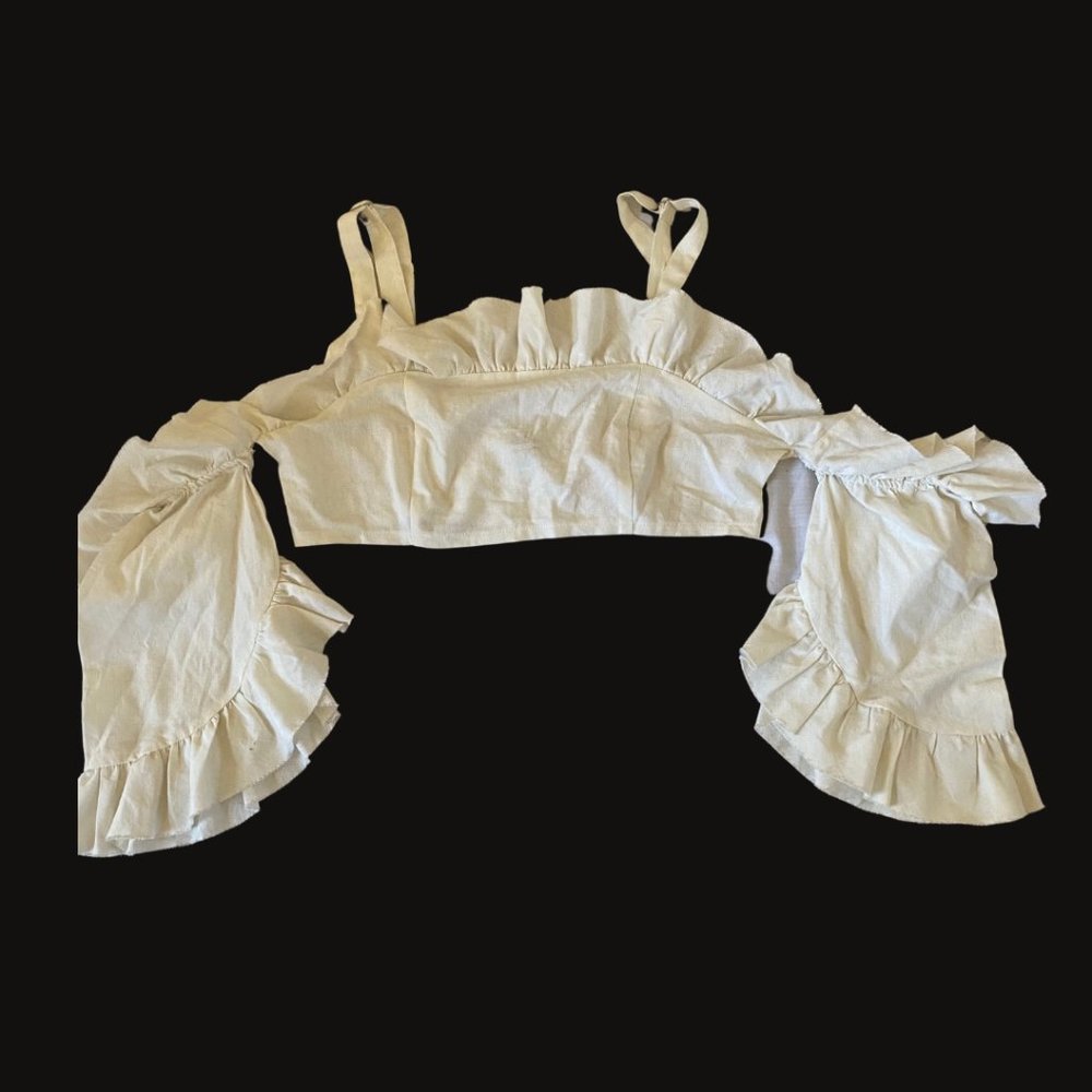 Fashion Nova Linen Ruffled Crop Top, M